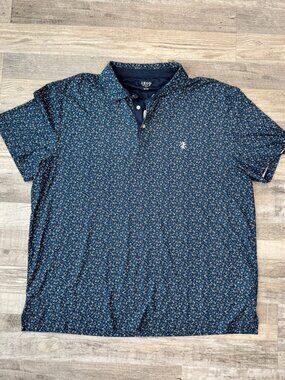 Izod Golf mens blue floral short sleeve polo shirt size XXL I29